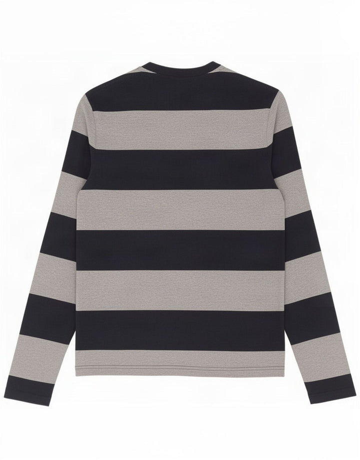 Jack Wills Camiseta masculina de manga comprida pequena listrada azul marinho de algodão