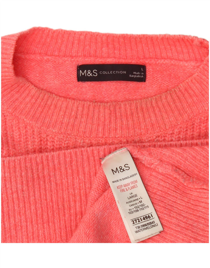 Suéter feminino Marks & Spencer grande com gola redonda Reino Unido 16 grande rosa