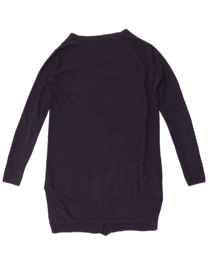 Suéter cardigã feminino Longline da Marks & Spencer Reino Unido 14 médio azul marinho