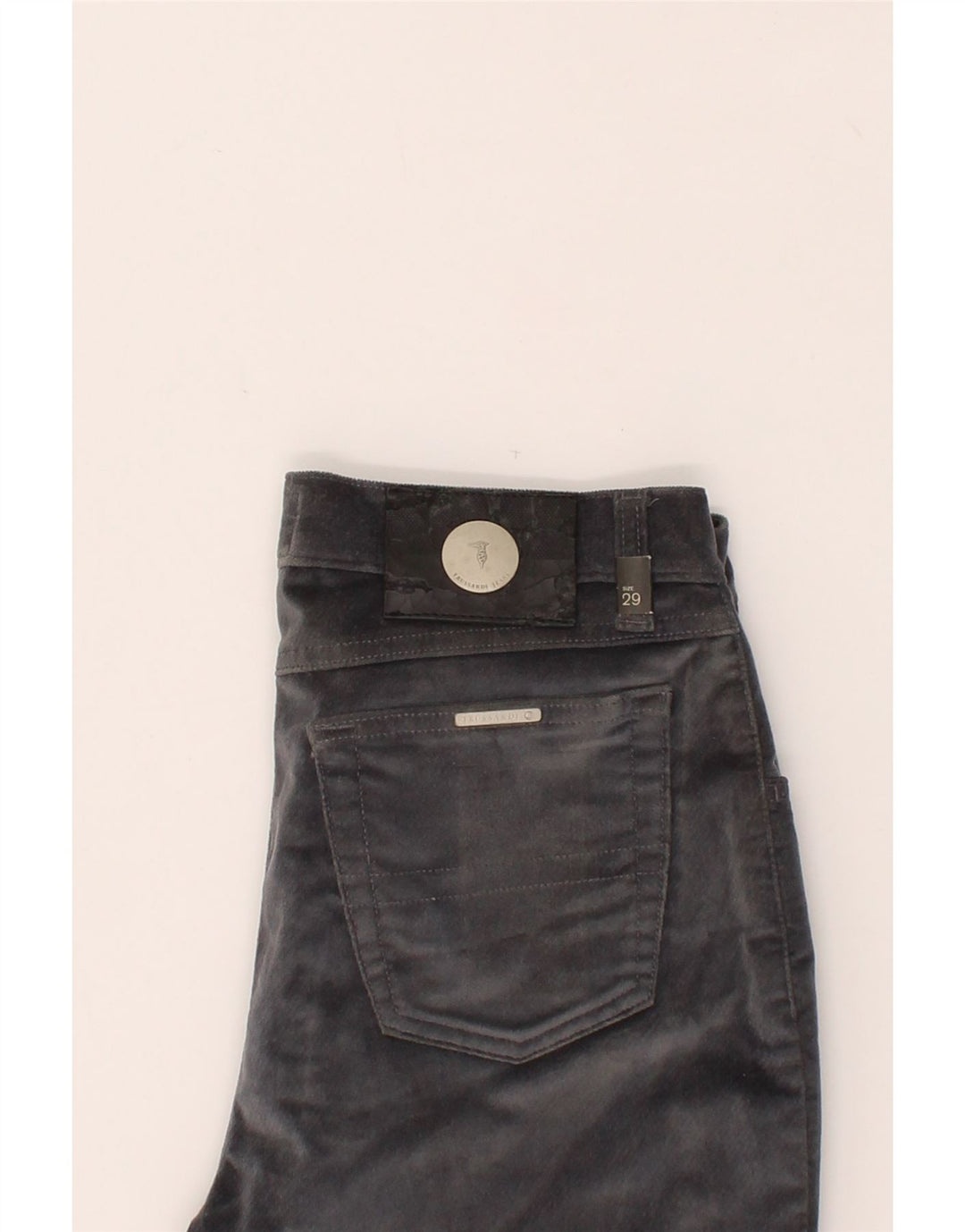 TRUSSARDI Womens Straight Casual Trousers W27 L27  Grey Cotton Vintage Trussardi and Second-Hand Trussardi from Messina Hembry 