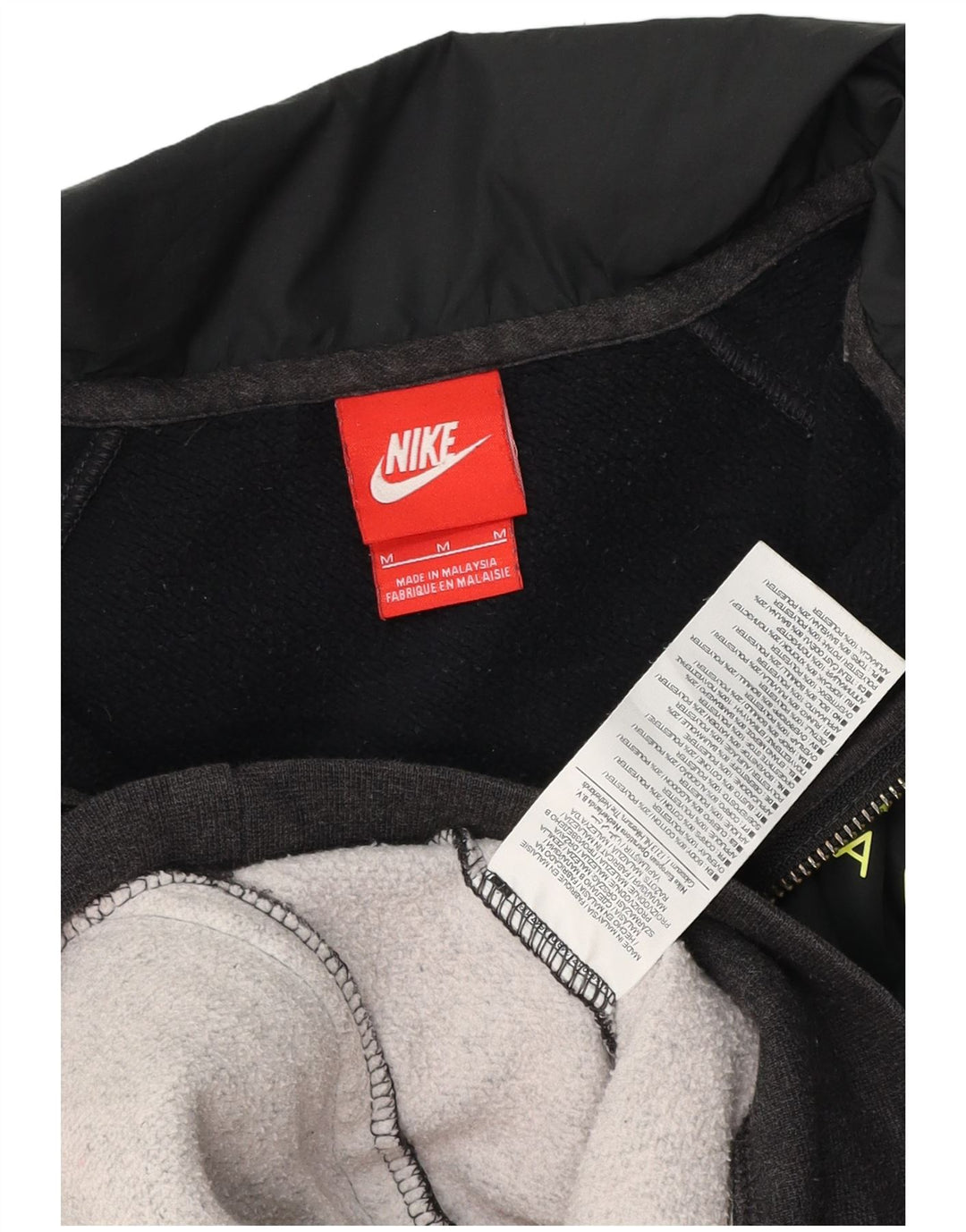 Suéter masculino Nike com capuz e zíper cinza médio algodão colorblock