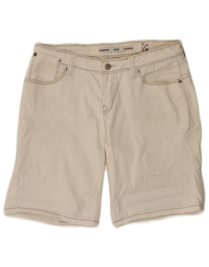 Shorts jeans feminino Gaudi W28 médio algodão branco