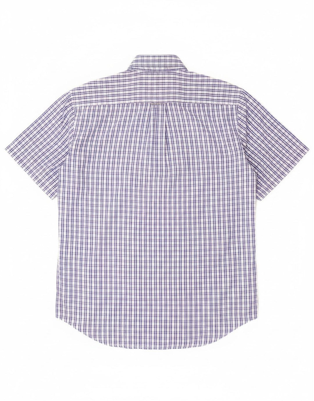 Camisa masculina de manga curta clássica da Dack, algodão xadrez azul médio