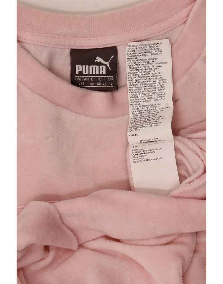 Puma feminino gráfico oversized moletom jumper Reino Unido 14 grande algodão rosa