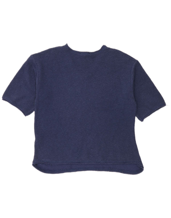 Camiseta feminina Zara UK 14 algodão azul marinho médio