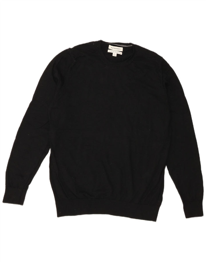 Suéter masculino Marks & Spencer Autograph com gola redonda grande preto