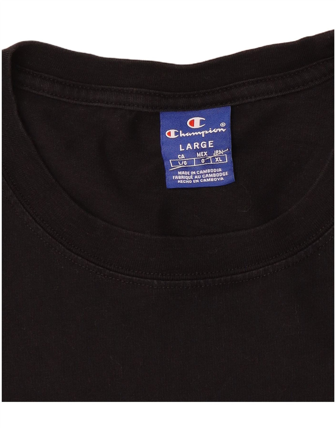Campeão Mens Gráfico Top Manga Longa Grande Preto