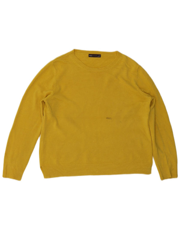 Suéter feminino Marks & Spencer com gola redonda Reino Unido 16 grande acrílico amarelo
