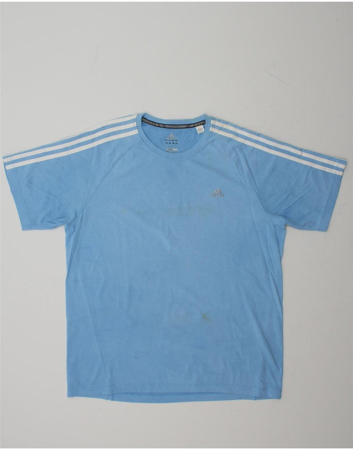 ADIDAS Mens Clima 365 T-Shirt Top Large Blue Cotton Vintage Adidas and Second-Hand Adidas from Messina Hembry 