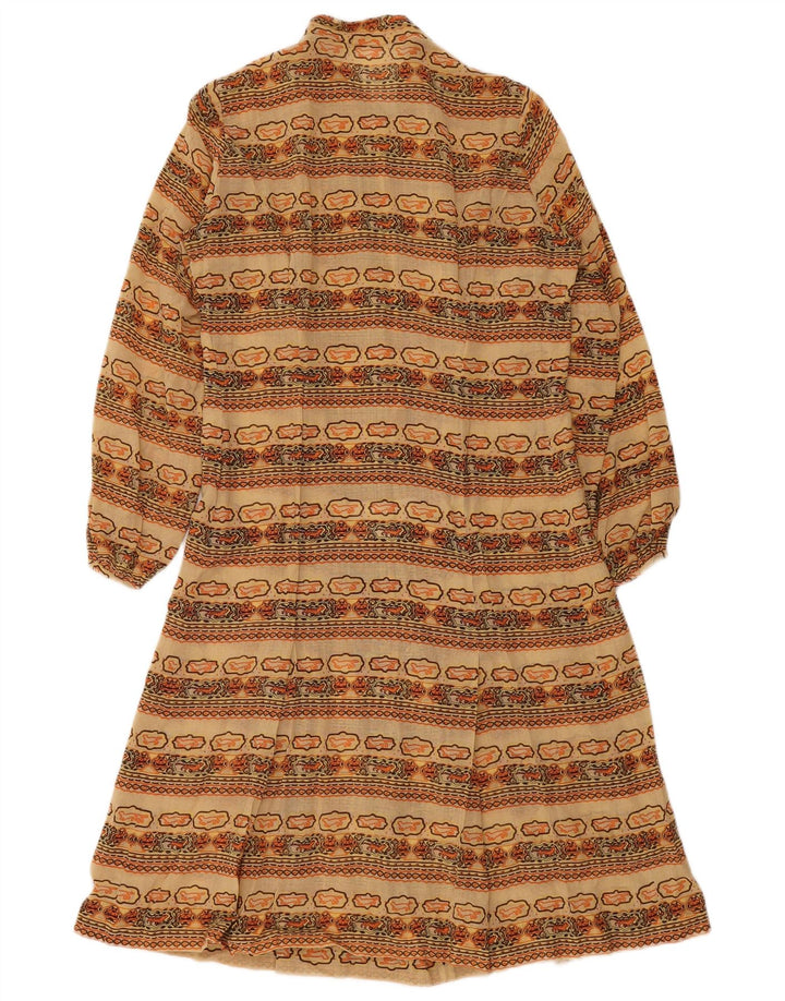 Vestido vintage feminino linha A UK 12 médio multicolorido Fair Isle