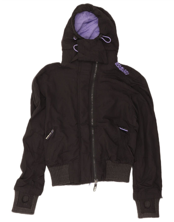 Jaqueta corta-vento feminina Superdry The Windbomber com capuz Reino Unido 12 cinza médio
