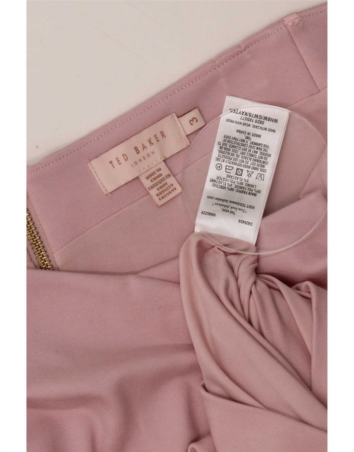 Top feminino Ted Baker com ombro de fora, tamanho 3, viscose rosa médio