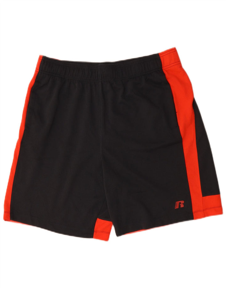 Shorts esportivos gráficos masculinos RUSSELL ATLÉTICO grande bloco colorido cinza