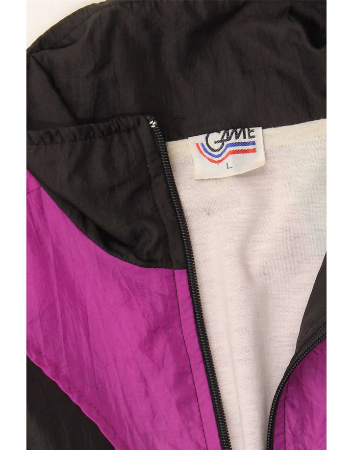 Jaqueta superior de agasalho masculino vintage grande preto colorblock nylon