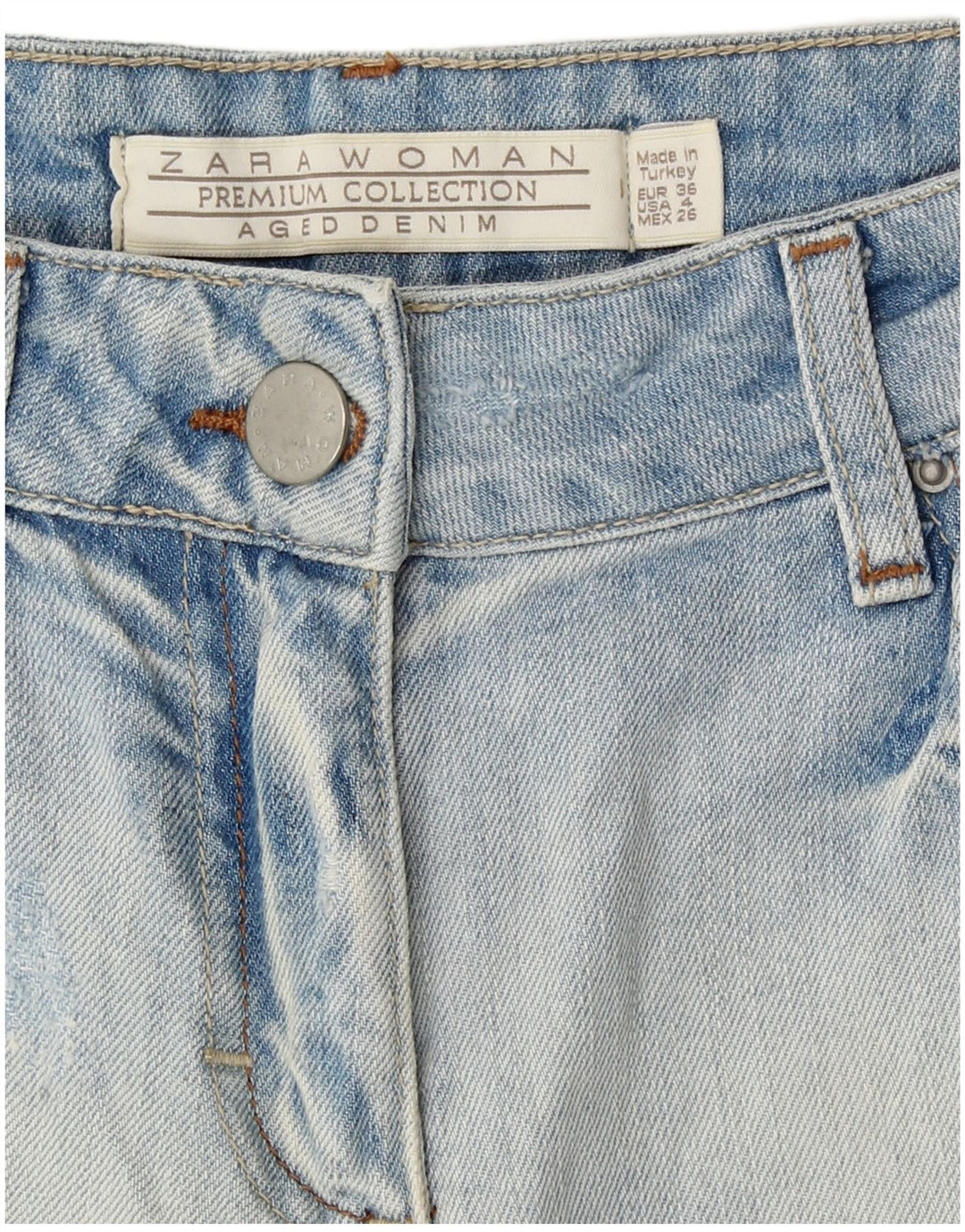 Shorts jeans feminino Zara EU 36 XS W26 azul