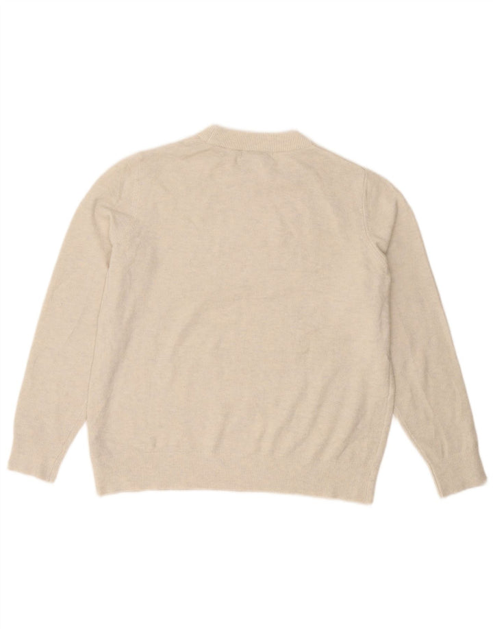 Suéter feminino Marks & Spencer com gola redonda UK 14 médio off white