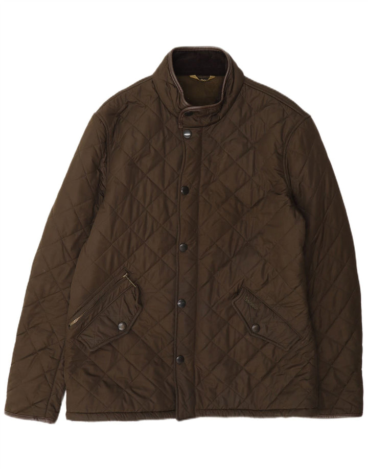 Jaqueta acolchoada masculina Barbour UK 40 grande poliéster cáqui