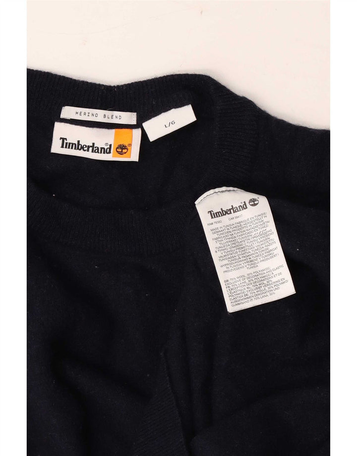 Suéter masculino Timberland com gola redonda, grande lã azul marinho