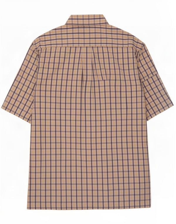 Camisa masculina de manga curta Timberland, algodão xadrez médio multicolorido