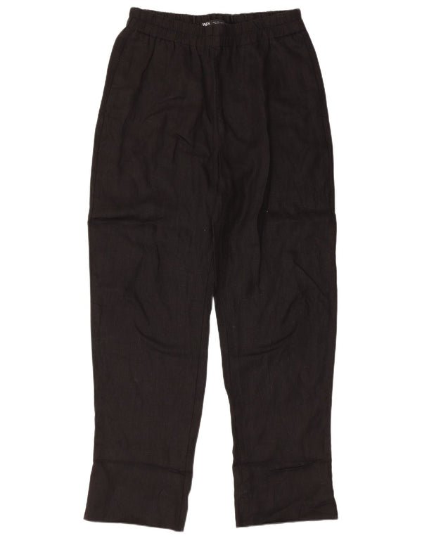 Calça feminina Zara cintura alta reta casual grande W30 L30 preta