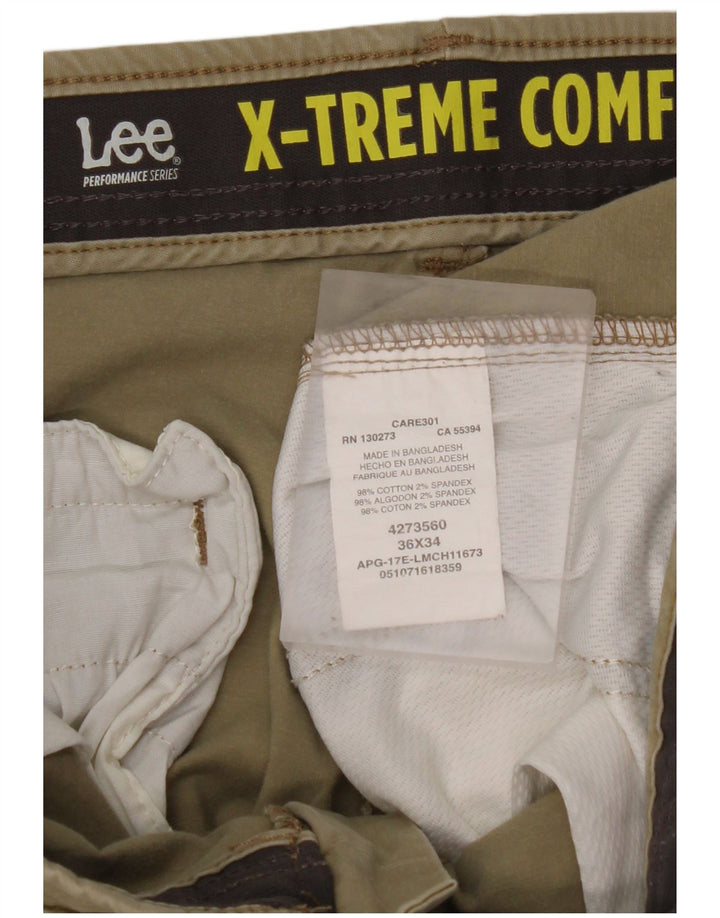 Calça chino reta masculina LEE X-treme Comfort W36 L34 algodão bege