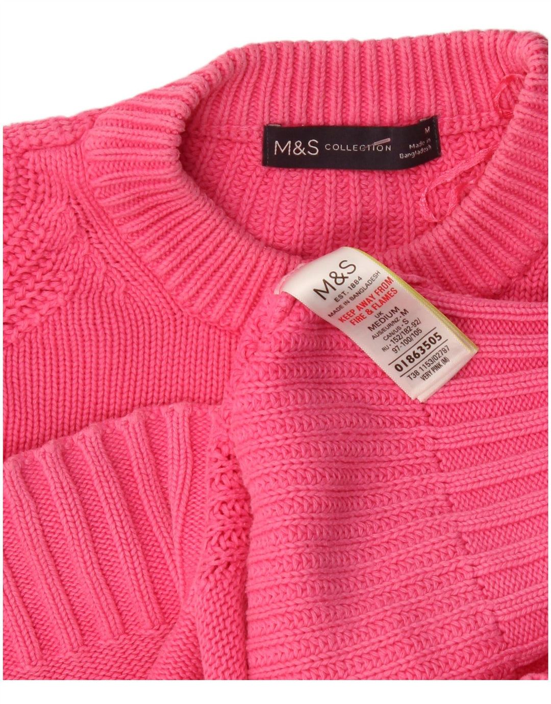 Marks & Spencer Suéter feminino oversized com gola redonda Reino Unido 14 médio rosa