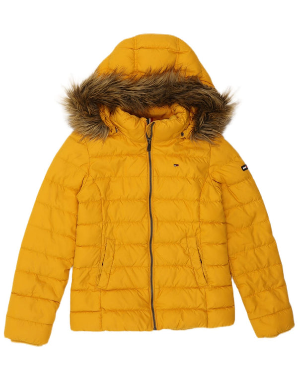 Jaqueta acolchoada com capuz feminina TOMMY HILFIGER UK 10 poliéster amarelo pequeno