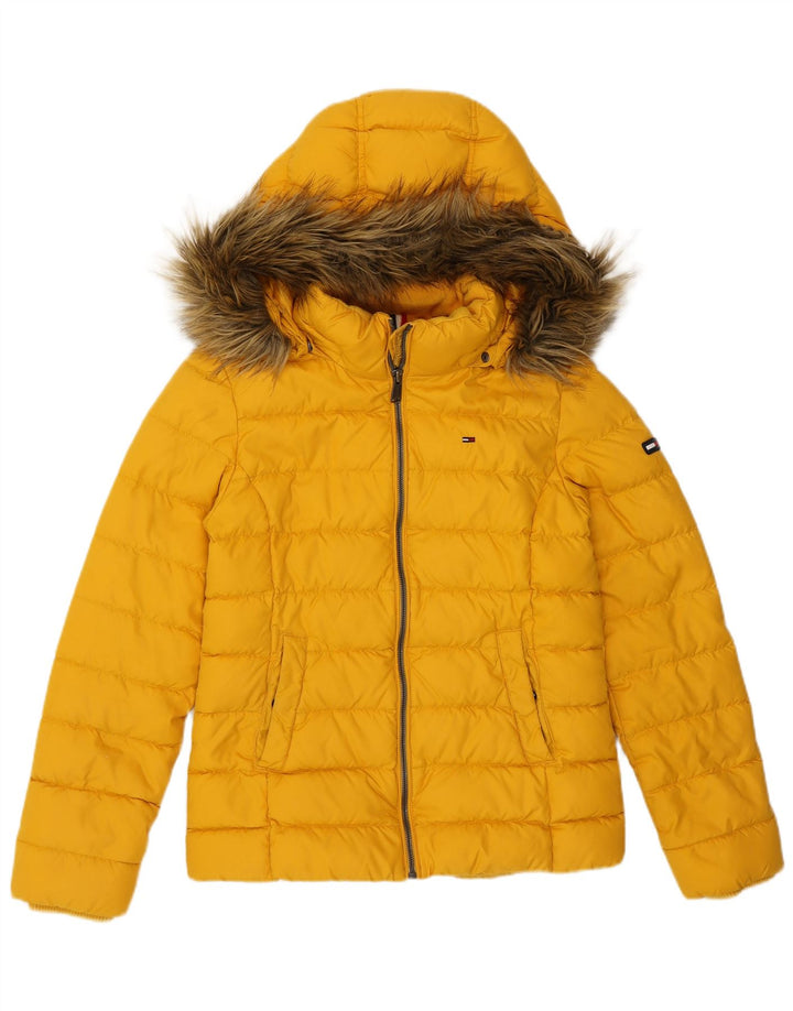 Jaqueta acolchoada com capuz feminina TOMMY HILFIGER UK 10 poliéster amarelo pequeno
