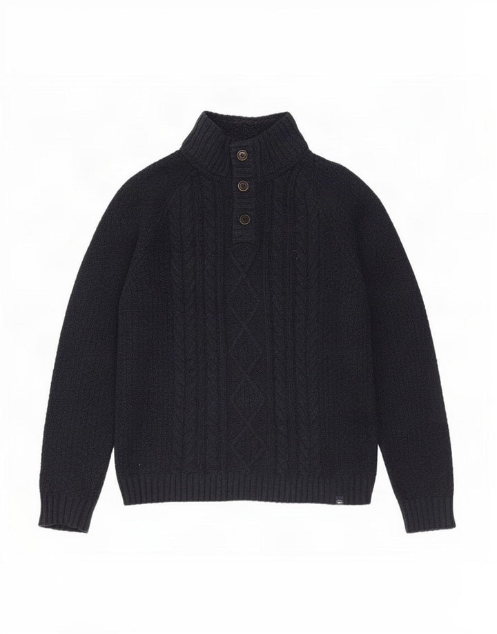 Suéter masculino Fat Face com gola redonda XL de lã azul marinho