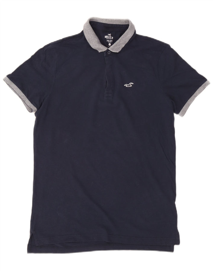 Camisa polo masculina de rugby Hollister azul marinho médio