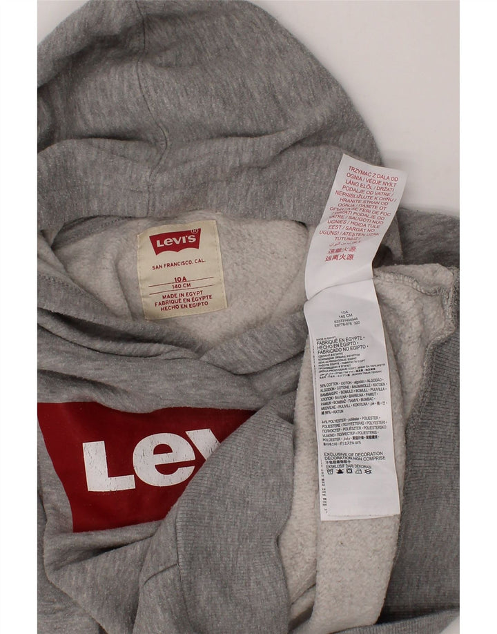 LEVI'S Boys Graphic Hoodie Jumper 9-10 Years Grey Cotton Vintage Levi's and Second-Hand Levi's from Messina Hembry 