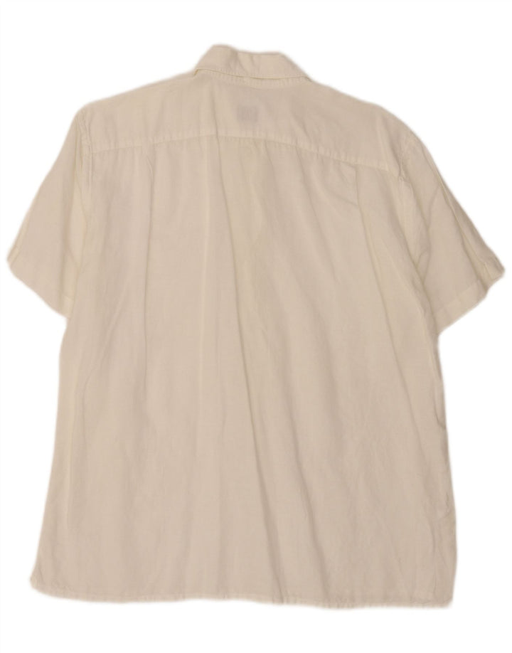 Pulôver masculino de manga curta Lacoste tamanho 42 grande linho branco