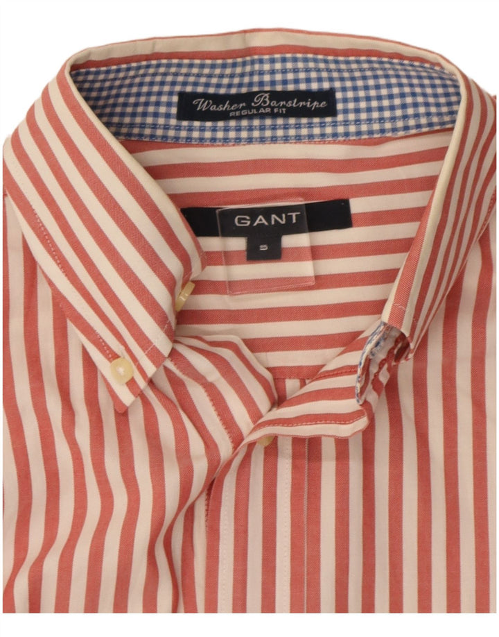 Camisa masculina Gant Regular Fit pequena risca de giz vermelha de algodão