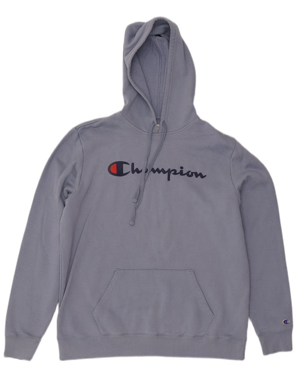 Jumper masculino com capuz gráfico Champion grande algodão azul