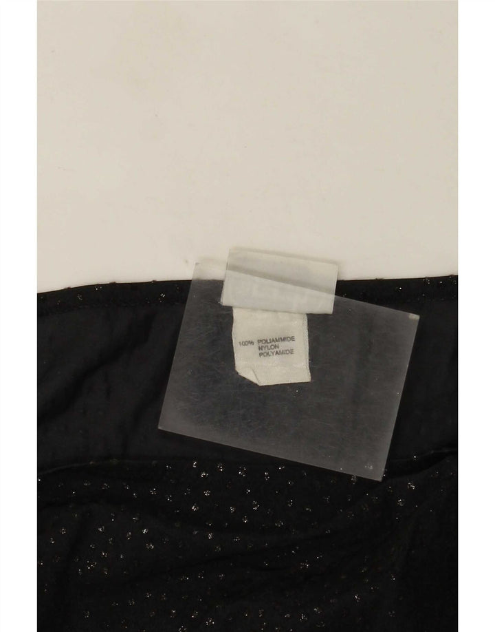 Parah saia feminina transparente assimétrica média W28 poliamida preta