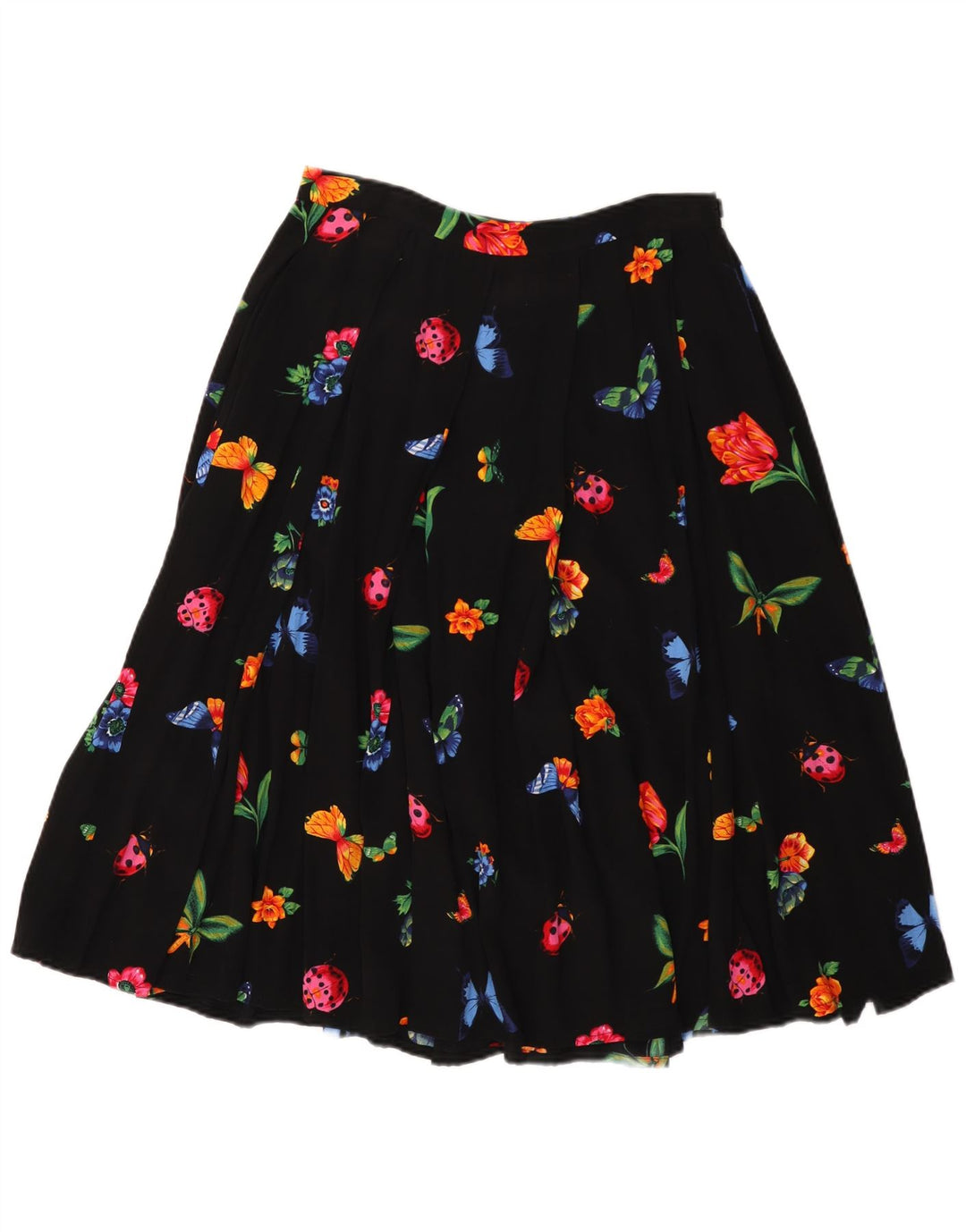 Saia feminina vintage linha A W30 médio preto floral