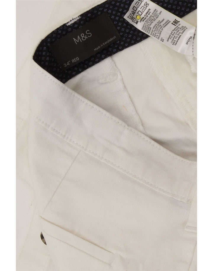 Shorts chino masculino Marks & Spencer W34 grande algodão branco