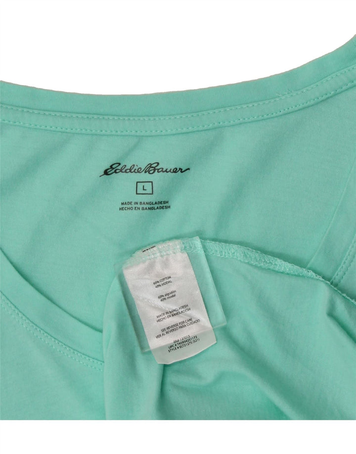 EDDIE BAUER Womens T-Shirt Top UK 16 Large Turquoise Cotton Vintage Eddie Bauer and Second-Hand Eddie Bauer from Messina Hembry 