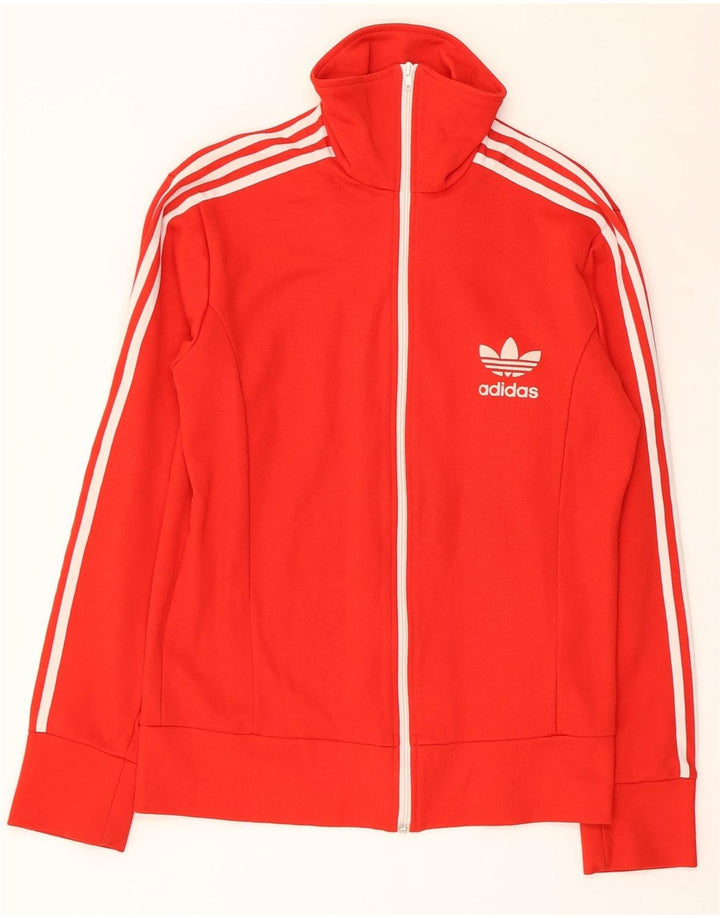 Adidas Womens Tracksuit Top Jacket UK 12 Médio Algodão Vermelho