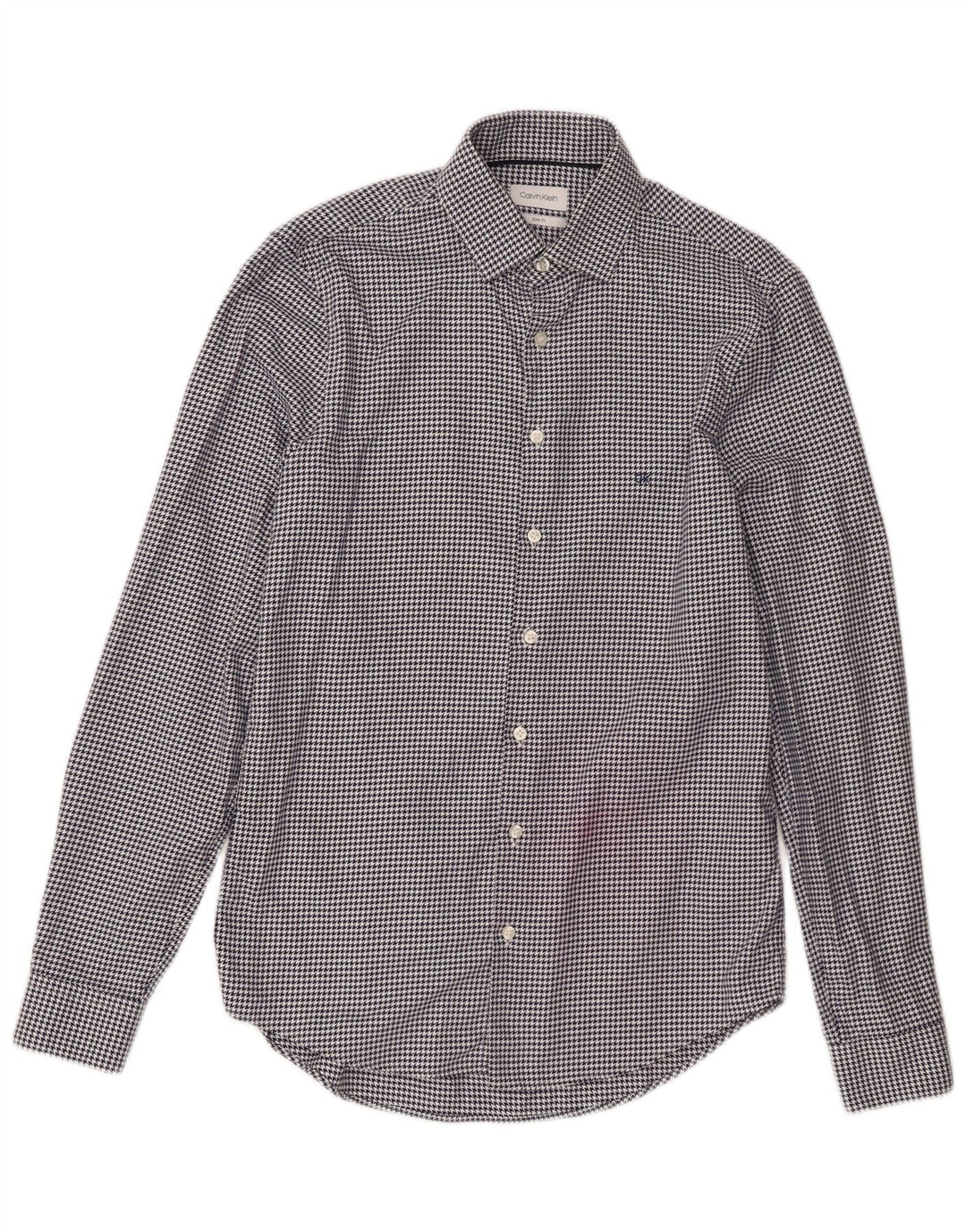 Camisa masculina Calvin Klein tamanho 38 15 médio azul marinho Houndstooth Designer