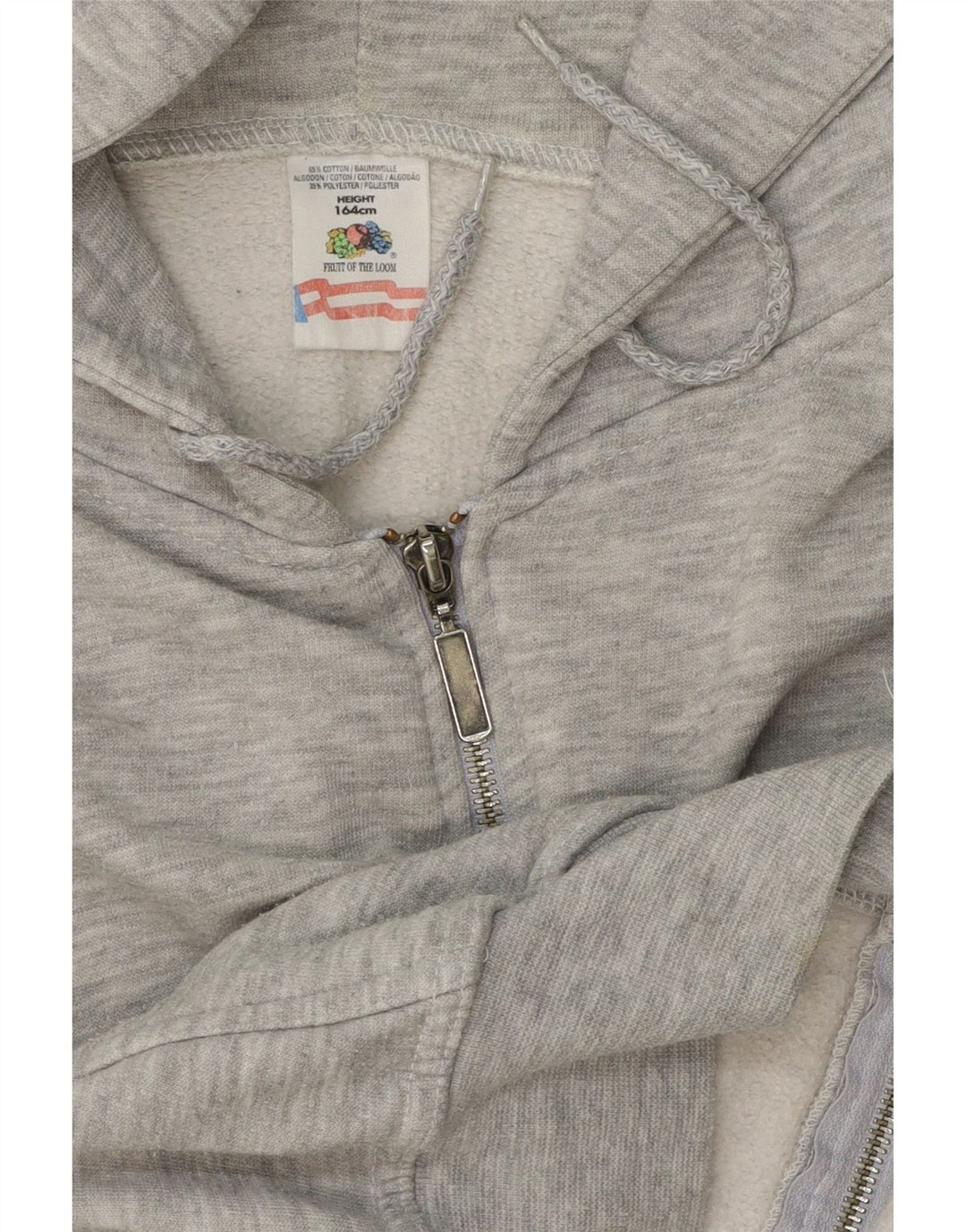 VINTAGE Boys Zip Hoodie Sweater 13-14 Years Grey Cotton Vintage Vintage and Second-Hand Vintage from Messina Hembry 