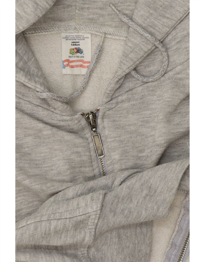 VINTAGE Boys Zip Hoodie Sweater 13-14 Years Grey Cotton Vintage Vintage and Second-Hand Vintage from Messina Hembry 