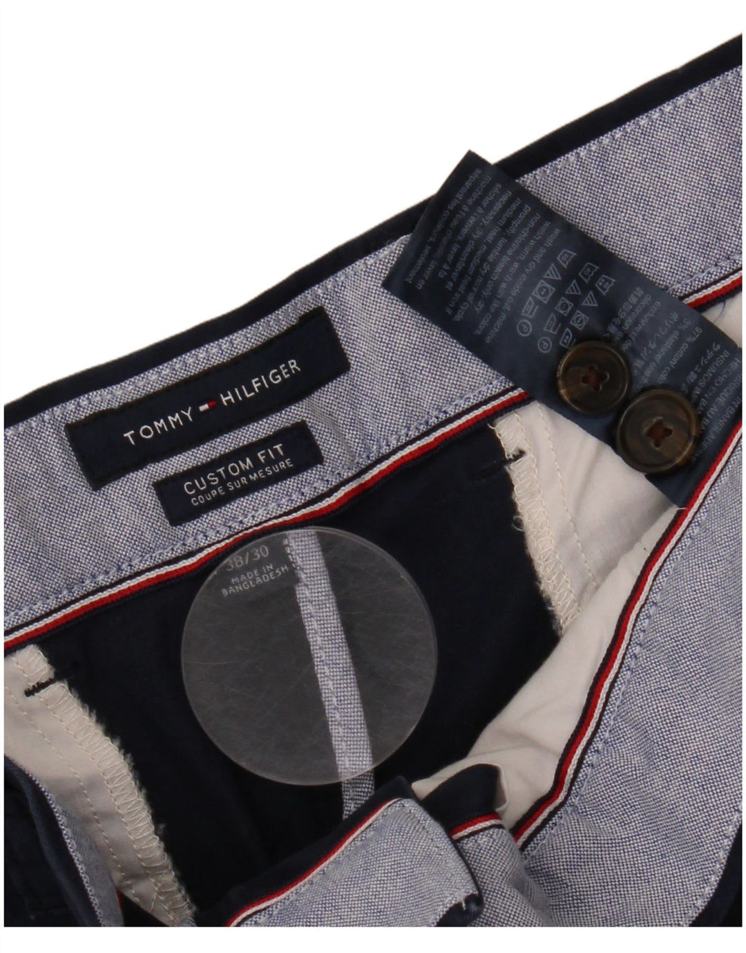 Calça Chino Masculina TOMMY HILFIGER Custom Fit W38 L30 Azul Marinho Algodão
