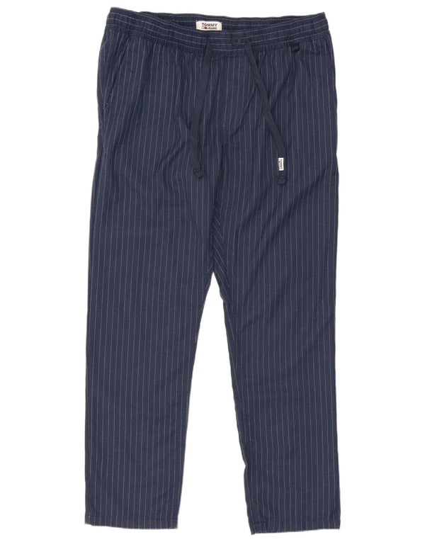 Calça Chino Masculina Tommy Hilfiger Grande W34 L28 Riscas Azul Marinho