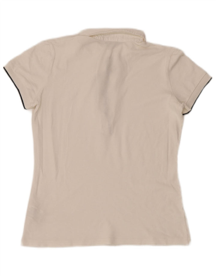 Camisa pólo feminina Fred Perry com babados na frente Reino Unido 10 algodão branco pequeno