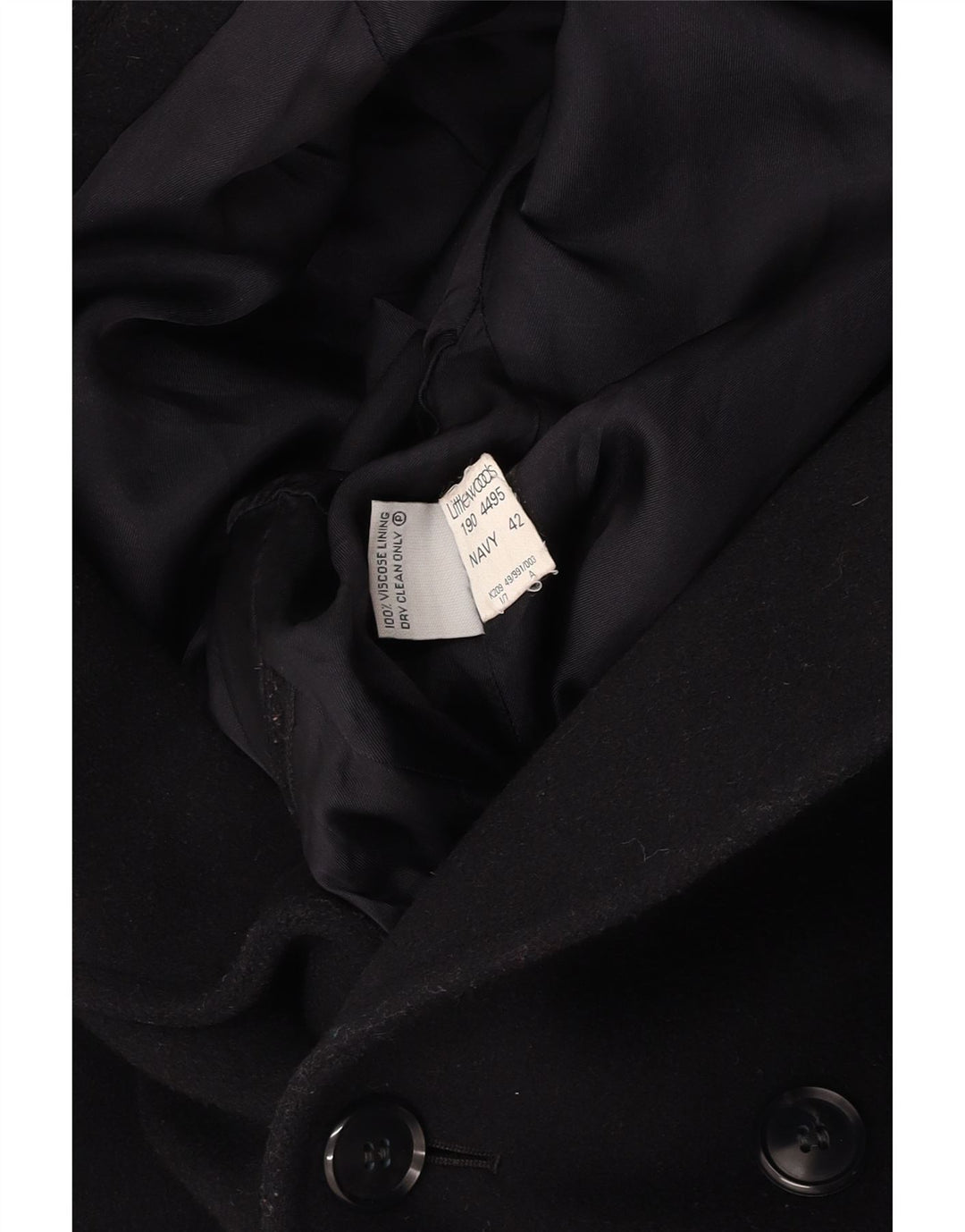 Casaco masculino VINTAGE com peito duplo Reino Unido 42 XL lã azul marinho