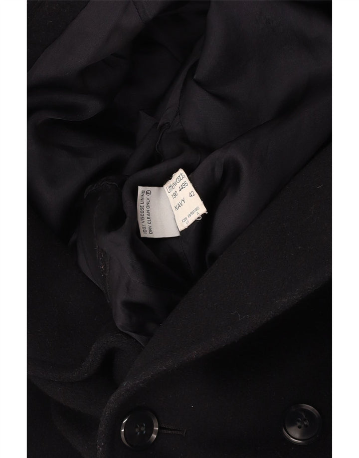 Casaco masculino VINTAGE com peito duplo Reino Unido 42 XL lã azul marinho