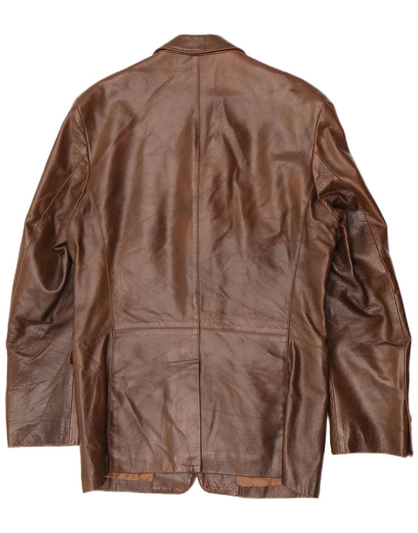 Jaqueta de couro masculina vintage UK 36 pequena marrom clássica