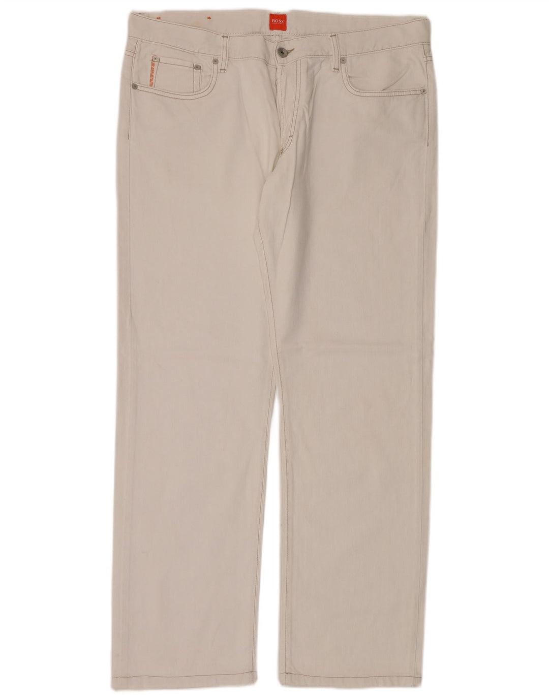 Hugo Boss Mens Straight Jeans W38 L34 Algodão Branco