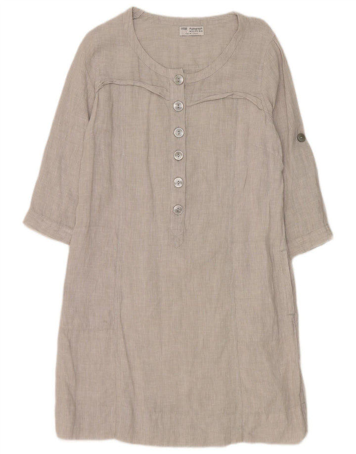 Vestido feminino Marks & Spencer manga 3/4, UK 14, grande, cinza, linho